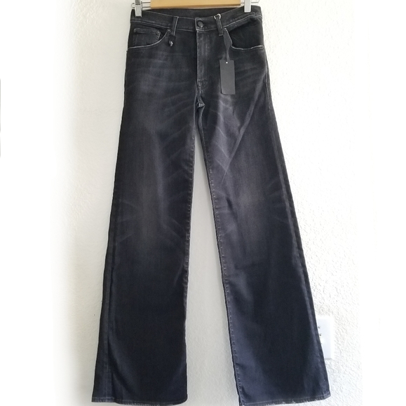R13 Jane Wide Leg Boot Cut Jeans Size 28 Black - Picture 1 of 7